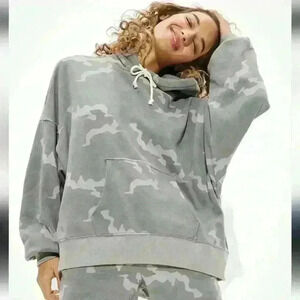 American Eagle Outfitters Oversized Forever Gray Camo Printed Hoodie